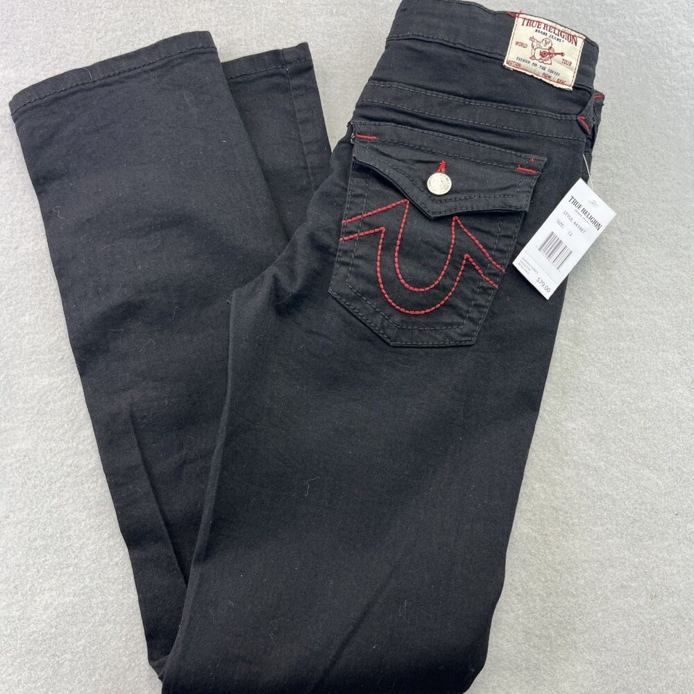 True Religion Geno Jeans Boys Black Denim Relaxed Slim Fit Grunge Streetwear 12